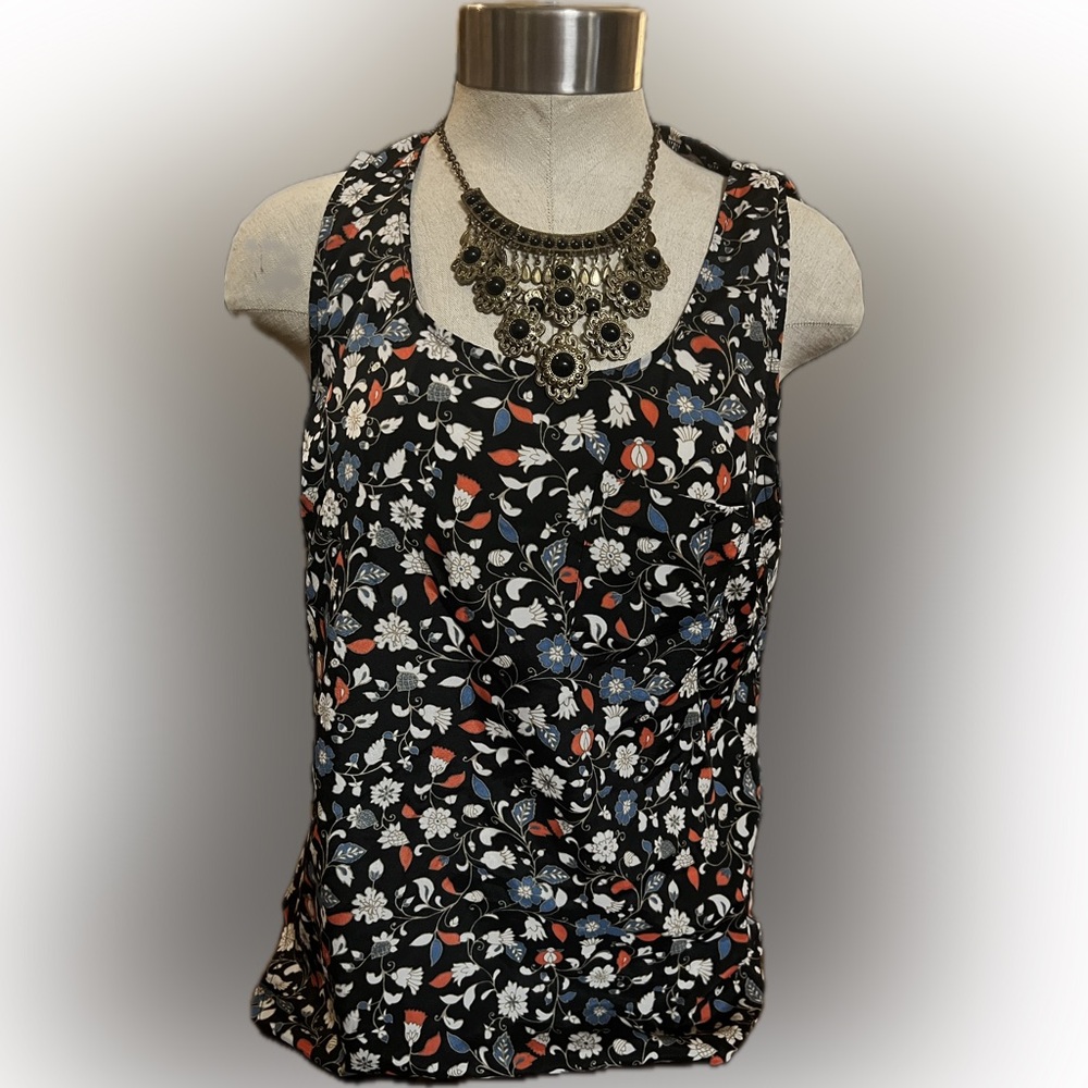 Forever 21 Black Floral Sleeveless Office Blouse Size M